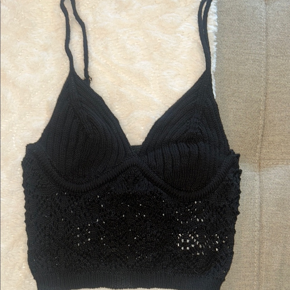 Black Crochet Tank Top